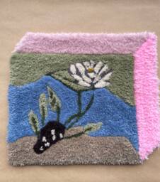 Moderntapestry, Wall Rug, Home Decor, Lotus Flower Design, Tufted Hanging Carpet, Wall Rug - thumbnail 1