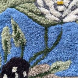 Moderntapestry, Wall Rug, Home Decor, Lotus Flower Design, Tufted Hanging Carpet, Wall Rug - thumbnail 3
