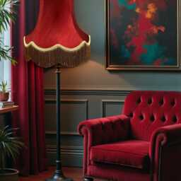 Traditional Burgundy Red Fabric Lampshade Handmade For Table & Floor Standard Lamp Bases, Wall Light Fixtures, Ceiling Fittings - thumbnail 2