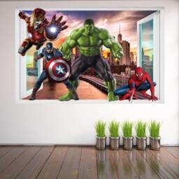 Superhero Wall Decal Sticker Mural Poster Print Art Spiderman Iron Man Hulk Captain America - thumbnail 3