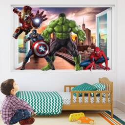 Superhero Wall Decal Sticker Mural Poster Print Art Spiderman Iron Man Hulk Captain America - thumbnail 2
