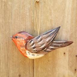 House Finch Wood Carved Ornament - thumbnail 4