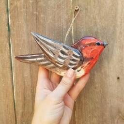 House Finch Wood Carved Ornament - thumbnail 3