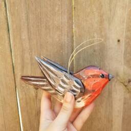 House Finch Wood Carved Ornament - thumbnail 2