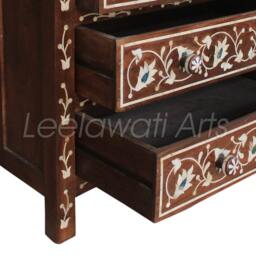 Mother Of Pearl Inlay Dresser Handmade Wood Chest Drawers - thumbnail 4