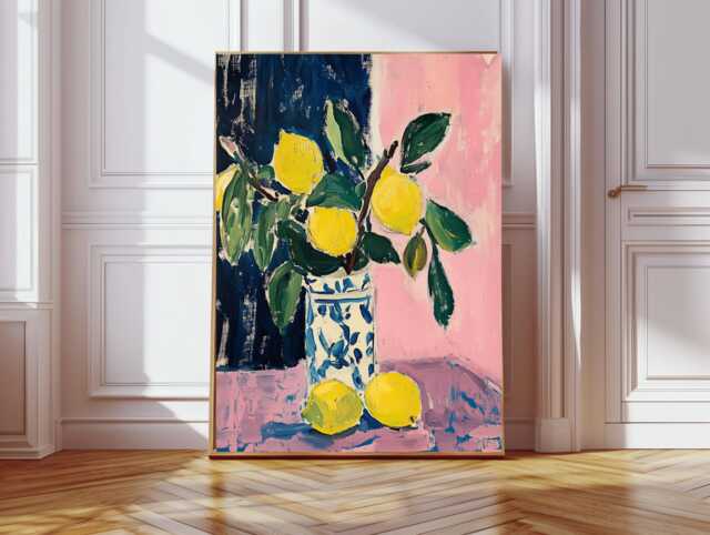 Wall Art, Fruit Market Poster, Lemon Food Illustration, Art Kitchen Decor, Amalfi Lemons Italy Retro Print - image 1
