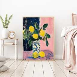 Wall Art, Fruit Market Poster, Lemon Food Illustration, Art Kitchen Decor, Amalfi Lemons Italy Retro Print - thumbnail 3
