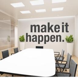 Make It Happen - Minimalist Vinyl Wall Decal Motivational Office Decor, Inspiration Quote For Workspace - thumbnail 1