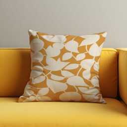 Retro Mustard Leaf Cushion Cover, Mid-Century Modern Abstract Pillowcase, Minimalist Orange Living Room & Bedroom Decor - thumbnail 2