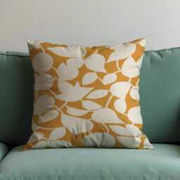 Retro Mustard Leaf Cushion Cover, Mid-Century Modern Abstract Pillowcase, Minimalist Orange Living Room & Bedroom Decor - thumbnail 4