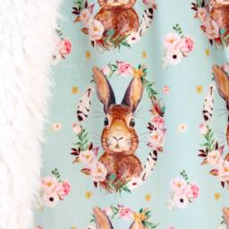 Baby Blanket Floral Bunny Portrait Sage, Dream Blanket, Faux Fur Bunny, Minky Bedding - thumbnail 4