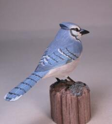 5-1/4 Inch Blue Jay Hand Carved & Painted Wooden Bird - thumbnail 3