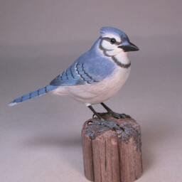 5-1/4 Inch Blue Jay Hand Carved & Painted Wooden Bird - thumbnail 2