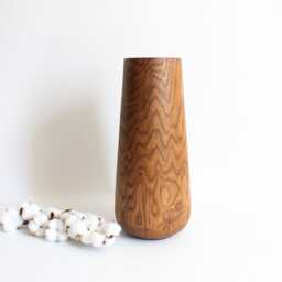 Carved Oak Wood Vase Rustic Home Decor, Dried Flower Vase - 15 Inch - thumbnail 2
