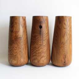Carved Oak Wood Vase Rustic Home Decor, Dried Flower Vase - 15 Inch - thumbnail 3