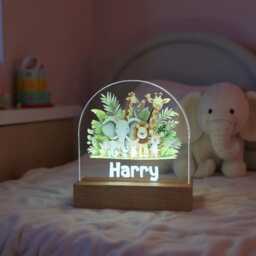 Custom Safari Animals Name Night Light - Personalized Kids Bedroom For Nursery 3 Mode Settings Dimmer - thumbnail 3