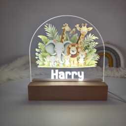 Custom Safari Animals Name Night Light - Personalized Kids Bedroom For Nursery 3 Mode Settings Dimmer - thumbnail 2