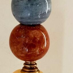 Handmade Brass Wall Sconce With Marble Gemstones - Indoor Lighting - thumbnail 4
