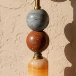 Handmade Brass Wall Sconce With Marble Gemstones - Indoor Lighting - thumbnail 3