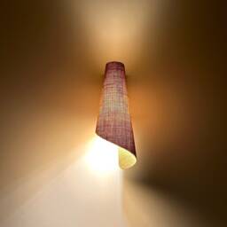 Handmade Oak Wall Sconce Spiral Fabric Shade, Modern Lamp. Plug-In Option. Usa Duties Paid - thumbnail 2