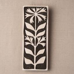 Cosmos - Vertical Wall Art, Black & White, Handmade Ceramic Tile Mounted Art Stick Mini Made To Order - thumbnail 2