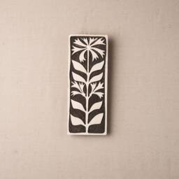 Cosmos - Vertical Wall Art, Black & White, Handmade Ceramic Tile Mounted Art Stick Mini Made To Order