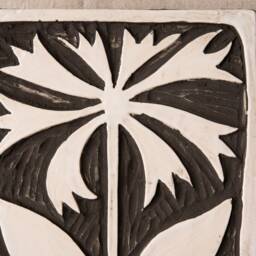 Cosmos - Vertical Wall Art, Black & White, Handmade Ceramic Tile Mounted Art Stick Mini Made To Order - thumbnail 3