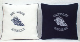 Coastal Pillow, Sea Shells, Personalized Name Pillow Cover, Captain Case, First Mate Pillow, Beach House Gift, Boat Gift, Beach - thumbnail 1