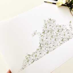 Virginia State Flower Map Watercolor American Dogwood - Art Print Wall Floral Wedding Uva Vt Grad Realtor Moving Mother Day Gift - thumbnail 4