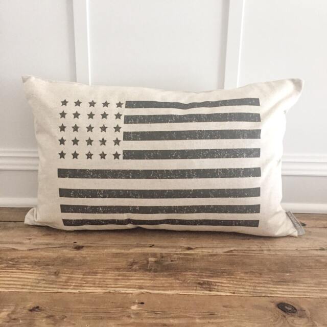 Distressed American Flag Linen Pillow Cover - 4Th Of July Decor - Black & White