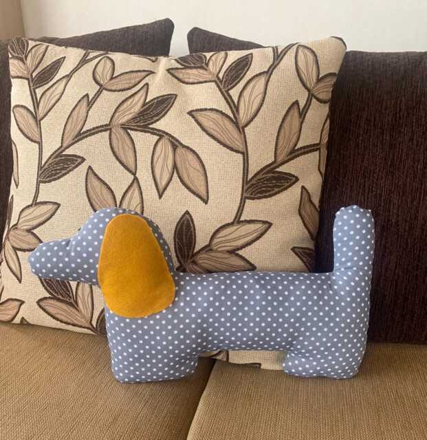 Dachshund Cushion Grey Polka Dot Gift For Lover Her Decor Housewarming Gift Cute Dog - image 1
