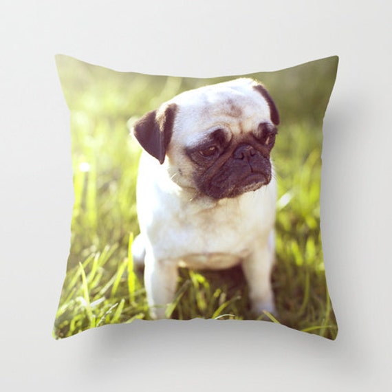 Pug Pillow - Dog Sad Cushion Cover 16x16 18x18 20x20 - image 1