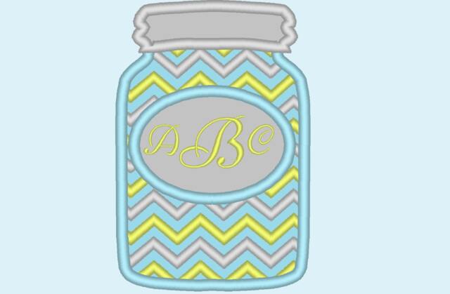 Mason Jar Chevron Monogram Bx Also All Other - .pes .hus .dst .vp3 .vip .xxx .exp . Jef - Embroidery Appliqu?? Design - image 1