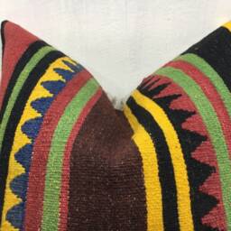 Vintage Kilim Pillow Cover, Bohemian Throw 20x20 - thumbnail 2