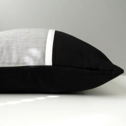 Granite Grey Sunbrella?? Outdoor Pillow Cover in Modern Color Block With Black & White Accents, Gray Mid Century Cushions By Mazizmuse - thumbnail 3