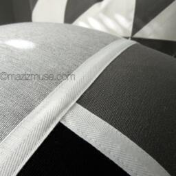 Granite Grey Sunbrella?? Outdoor Pillow Cover in Modern Color Block With Black & White Accents, Gray Mid Century Cushions By Mazizmuse - thumbnail 2