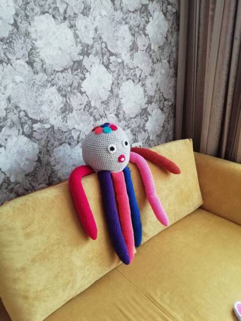 Large Crochet Octopus Toy Hypoallergenic Wool Plush, Nursery Decor - image 1