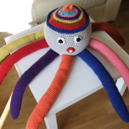 Large Crochet Octopus Toy Hypoallergenic Wool Plush, Nursery Decor - thumbnail 4