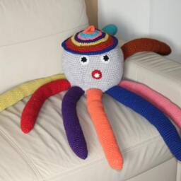 Large Crochet Octopus Toy Hypoallergenic Wool Plush, Nursery Decor - thumbnail 2