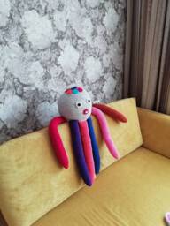 Large Crochet Octopus Toy Hypoallergenic Wool Plush, Nursery Decor - thumbnail 1
