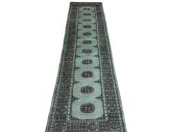 2.6x10 Pistachio Green 3 Ply Handmade Bokhara Runner Rug - Hallway Stairs Carpet, Extra Thick Pile