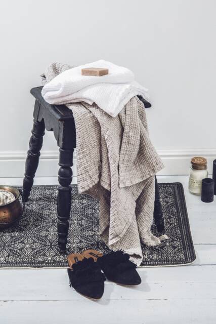 Linen Towels in White & Natural Colors Wafle Weave. Bath/Spa Sauna Towels. Set Of 2 - image 1