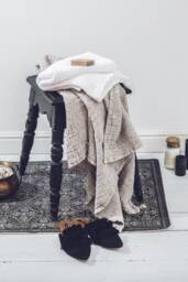 Linen Towels in White & Natural Colors Wafle Weave. Bath/Spa Sauna Towels. Set Of 2