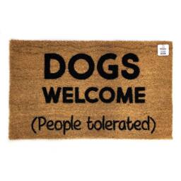 Dogs Welcome People Tolerated Doormat - Funny Dog Lover Mat Gift For Owners Entry Rug Pet Friendly Porch Decor - thumbnail 1