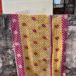 Reversible Indian Kantha Quilt - Vintage Cotton Bed Cover - thumbnail 4