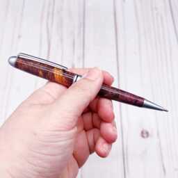 Handmade Purple Maple Burl Twist Pen Satin Chrome Writer Gift - thumbnail 3