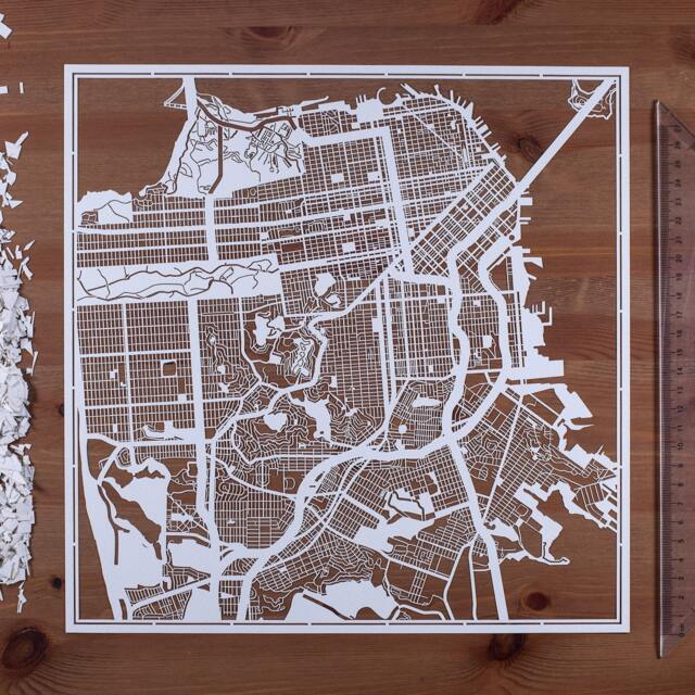 Paper Cut Map San Francisco 12??12 In. Art Ideal Gifts - image 1