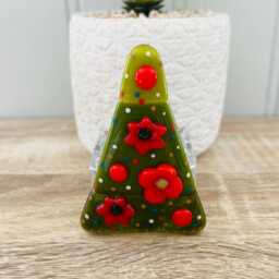 Beautiful Fused Glass Christmas Tree Candle Holder Decoration - Decoration, Cornish Glass, Fused Glass Cornwall - thumbnail 2