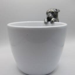 9cm Silver Pug Plant Pot Hanger - thumbnail 2