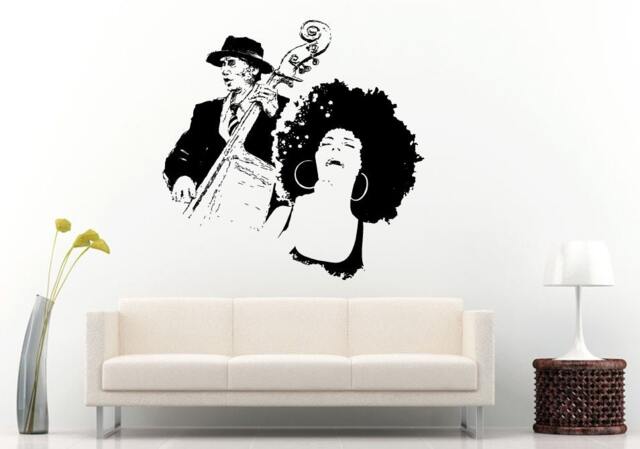 Jazz Sax Saxophone Instrument Tool Band Musical Genre Woman Man Vocalist Microphone Wall Decal Vinyl Sticker Mural Room Decor L1149 - image 1